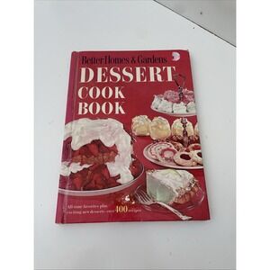 Vintage Better Homes & Gardens Dessert Cook Book 1969 Hardcover Red White Cake